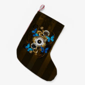Steampunk Gears en Blue Butterflies Kleine Kerstsok (Voorkant (Hangend))