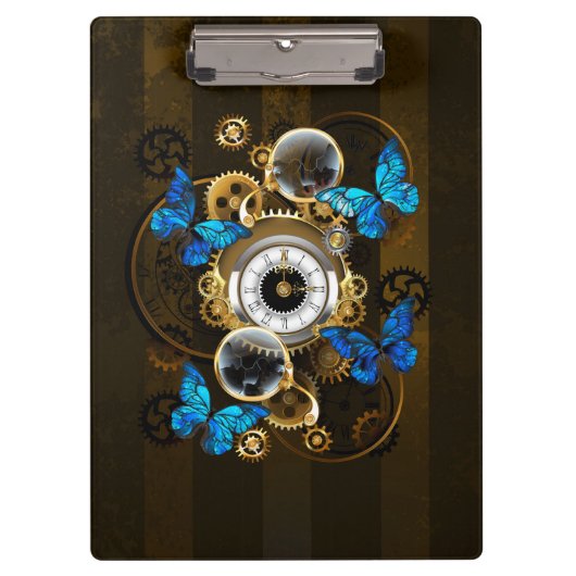 Steampunk Gears en Blue Butterflies Klembord (Voorkant)
