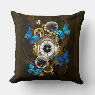 Steampunk Gears en Blue Butterflies Kussen