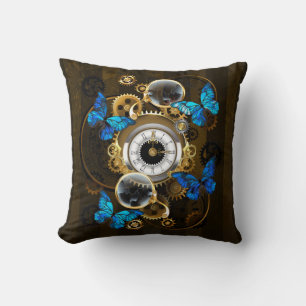 Steampunk Gears en Blue Butterflies Kussen