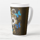 Steampunk Gears en Blue Butterflies Latte Mok (Rechterhoek)