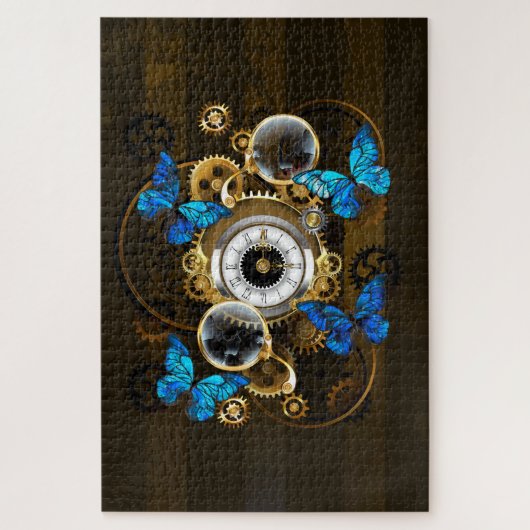 Steampunk Gears en Blue Butterflies Legpuzzel (Verticaal)