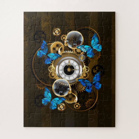 Steampunk Gears en Blue Butterflies Legpuzzel (Verticaal)
