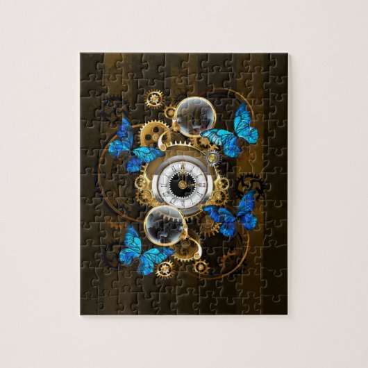 Steampunk Gears en Blue Butterflies Legpuzzel (Verticaal)