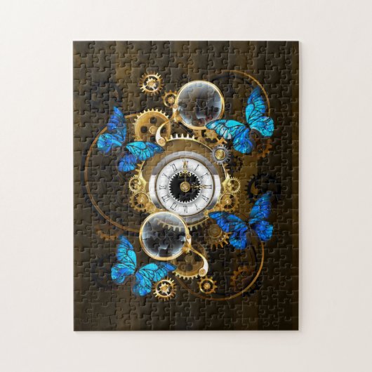Steampunk Gears en Blue Butterflies Legpuzzel (Verticaal)
