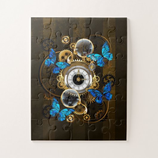 Steampunk Gears en Blue Butterflies Legpuzzel (Verticaal)