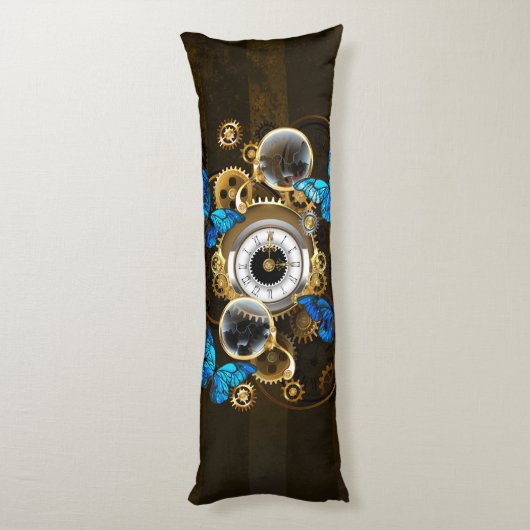 Steampunk Gears en Blue Butterflies Lichaamskussen (Achterkant (Verticaal))
