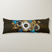Steampunk Gears en Blue Butterflies Lichaamskussen (Voorkant)