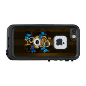 Steampunk Gears en Blue Butterflies LifeProof iPhone Hoesje (Achterkant (horizontaal))