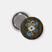Steampunk Gears en Blue Butterflies Magneet (Voorkant / Achterkant)