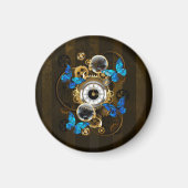 Steampunk Gears en Blue Butterflies Magneet (Voorkant)