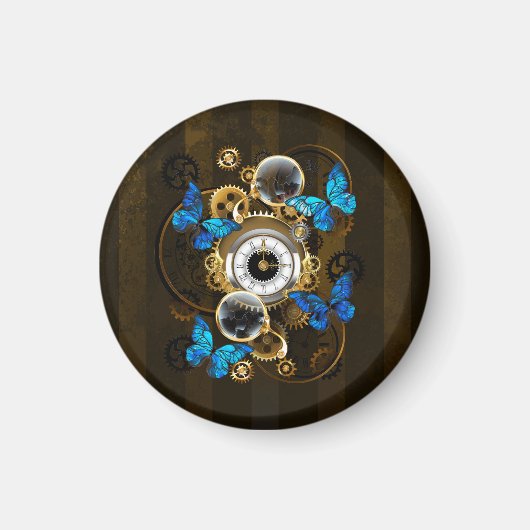 Steampunk Gears en Blue Butterflies Magneet (Voorkant)