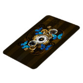 Steampunk Gears en Blue Butterflies Magneet (Linkerzijde)