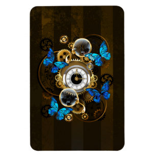 Steampunk Gears en Blue Butterflies Magneet