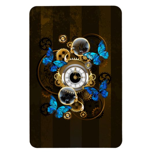 Steampunk Gears en Blue Butterflies Magneet (Verticaal)