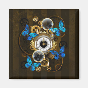 Steampunk Gears en Blue Butterflies Magneet