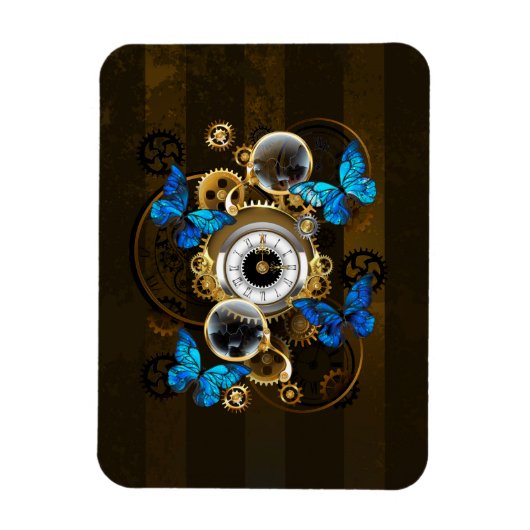 Steampunk Gears en Blue Butterflies Magneet (Verticaal)