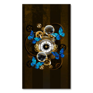 Steampunk Gears en Blue Butterflies Magnetisch Visitekaartje