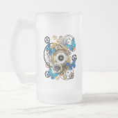 Steampunk Gears en Blue Butterflies Matglas Bierpul (Links)