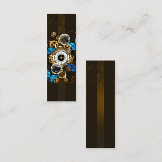 Steampunk Gears en Blue Butterflies Mini Visitekaartje (Voorkant / Achterkant)