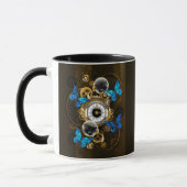 Steampunk Gears en Blue Butterflies Mok (Links)