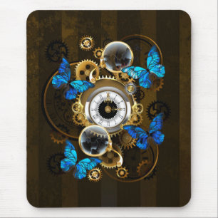 Steampunk Gears en Blue Butterflies Muismat