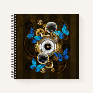 Steampunk Gears en Blue Butterflies Notitieboek