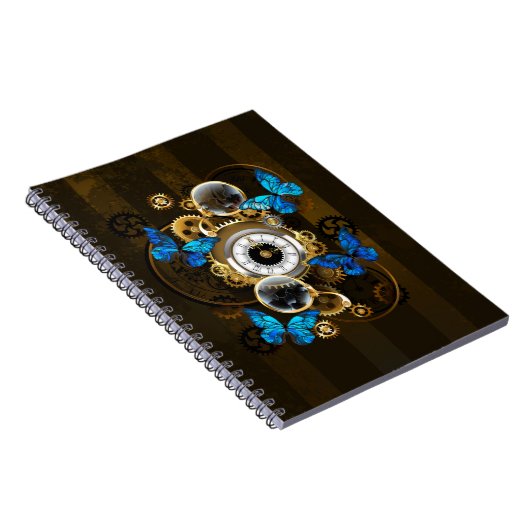 Steampunk Gears en Blue Butterflies Notitieboek (Rechterzijde)