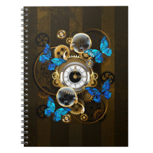 Steampunk Gears en Blue Butterflies Notitieboek
