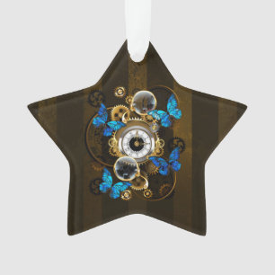 Steampunk Gears en Blue Butterflies Ornament