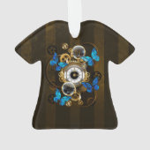 Steampunk Gears en Blue Butterflies Ornament (achterkant)