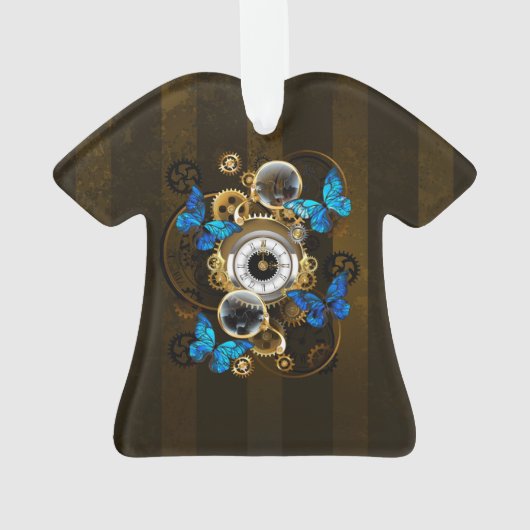 Steampunk Gears en Blue Butterflies Ornament (achterkant)