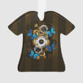 Steampunk Gears en Blue Butterflies Ornament (voorkant)