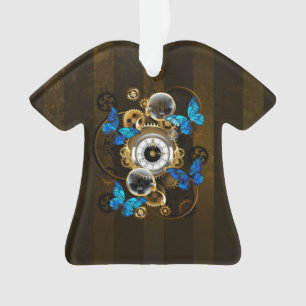 Steampunk Gears en Blue Butterflies Ornament