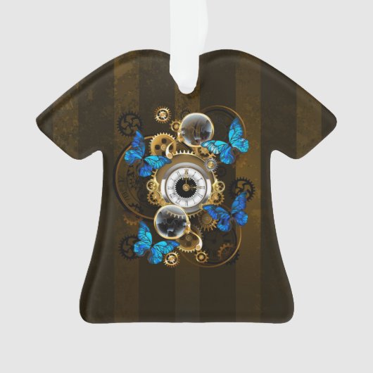 Steampunk Gears en Blue Butterflies Ornament (voorkant)