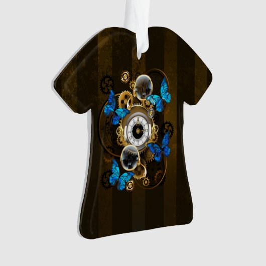 Steampunk Gears en Blue Butterflies Ornament (voorkant)