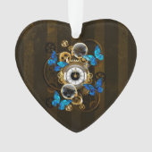Steampunk Gears en Blue Butterflies Ornament (voorkant)