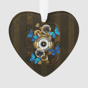 Steampunk Gears en Blue Butterflies Ornament