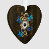 Steampunk Gears en Blue Butterflies Ornament (voorkant)