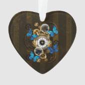 Steampunk Gears en Blue Butterflies Ornament (achterkant)
