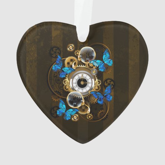 Steampunk Gears en Blue Butterflies Ornament (achterkant)