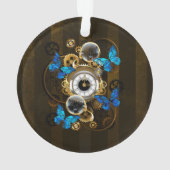 Steampunk Gears en Blue Butterflies Ornament (achterkant)