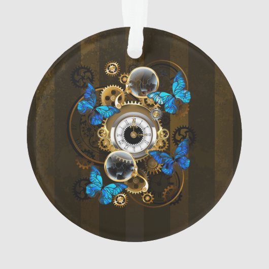 Steampunk Gears en Blue Butterflies Ornament (achterkant)