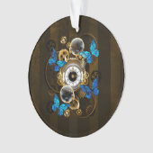 Steampunk Gears en Blue Butterflies Ornament (voorkant)