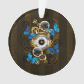 Steampunk Gears en Blue Butterflies Ornament (voorkant)
