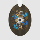 Steampunk Gears en Blue Butterflies Ornament (voorkant)