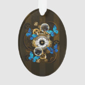 Steampunk Gears en Blue Butterflies Ornament (achterkant)