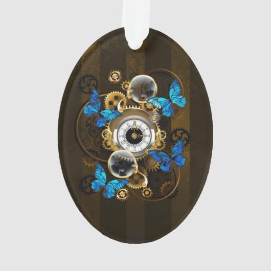 Steampunk Gears en Blue Butterflies Ornament (achterkant)