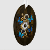 Steampunk Gears en Blue Butterflies Ornament (voorkant)
