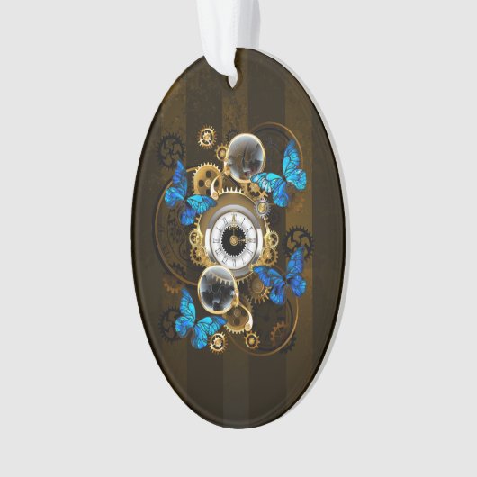 Steampunk Gears en Blue Butterflies Ornament (voorkant)